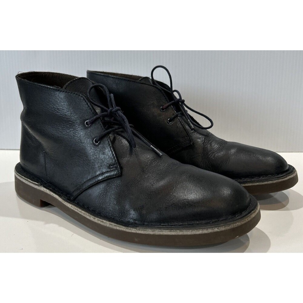 Clarks Boots Men's 10 Bushacre Two Eye Desert Chukka 15522 Blue Leather Shoes